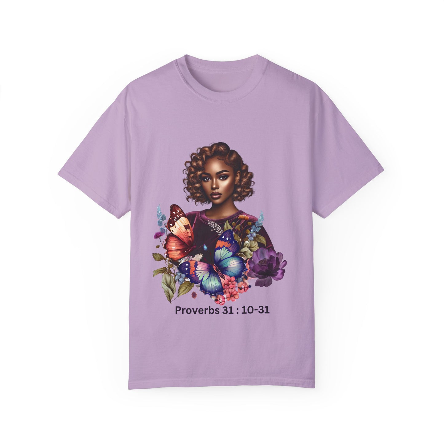 Proverbs 31 Inspirational Unisex Garment-Dyed T-Shirt with Butterfly Design