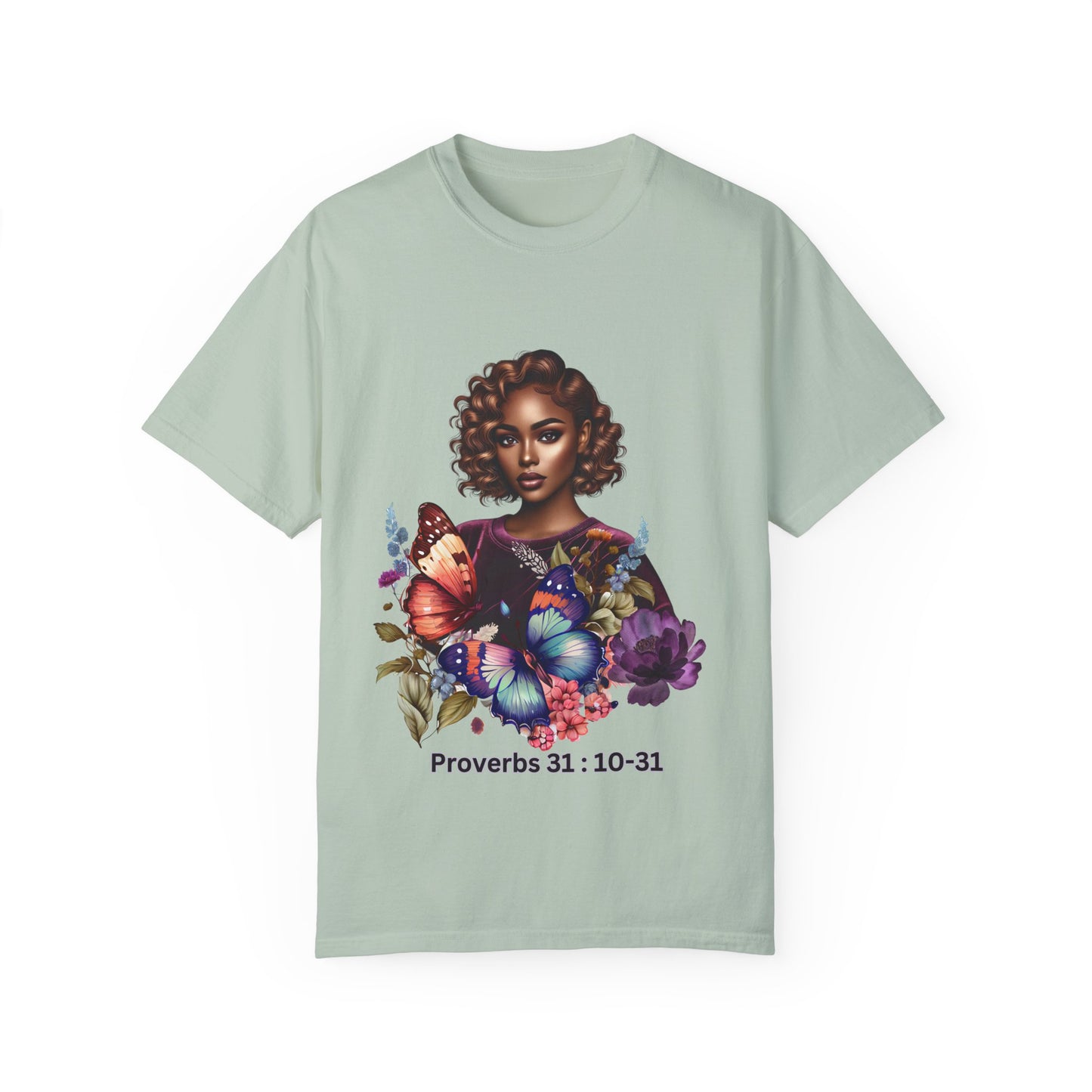 Proverbs 31 Inspirational Unisex Garment-Dyed T-Shirt with Butterfly Design